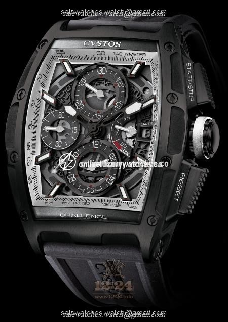 Cvstos Challenge Watch Chrono II White Storm 54 mm Stainless steel DLC coating Case White Black Dial