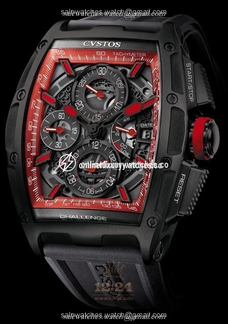 Cvstos Challenge Watch Chrono II GT Red Storm Stainless steel DLC coating Case Black Red Dial
