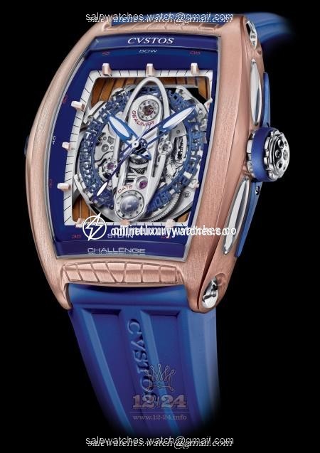 Cvstos Challenge Watch Challenge GT Sea-Liner Red Gold Pink gold Case Silver Dark blue Dial