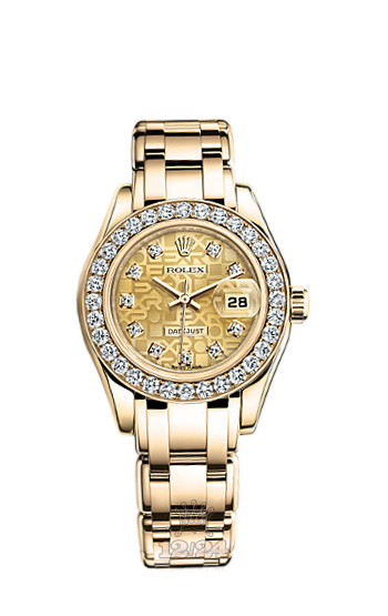 Rolex Pearlmaster Watch 80298-0087 29 mm Yellow gold Case Golden Dial