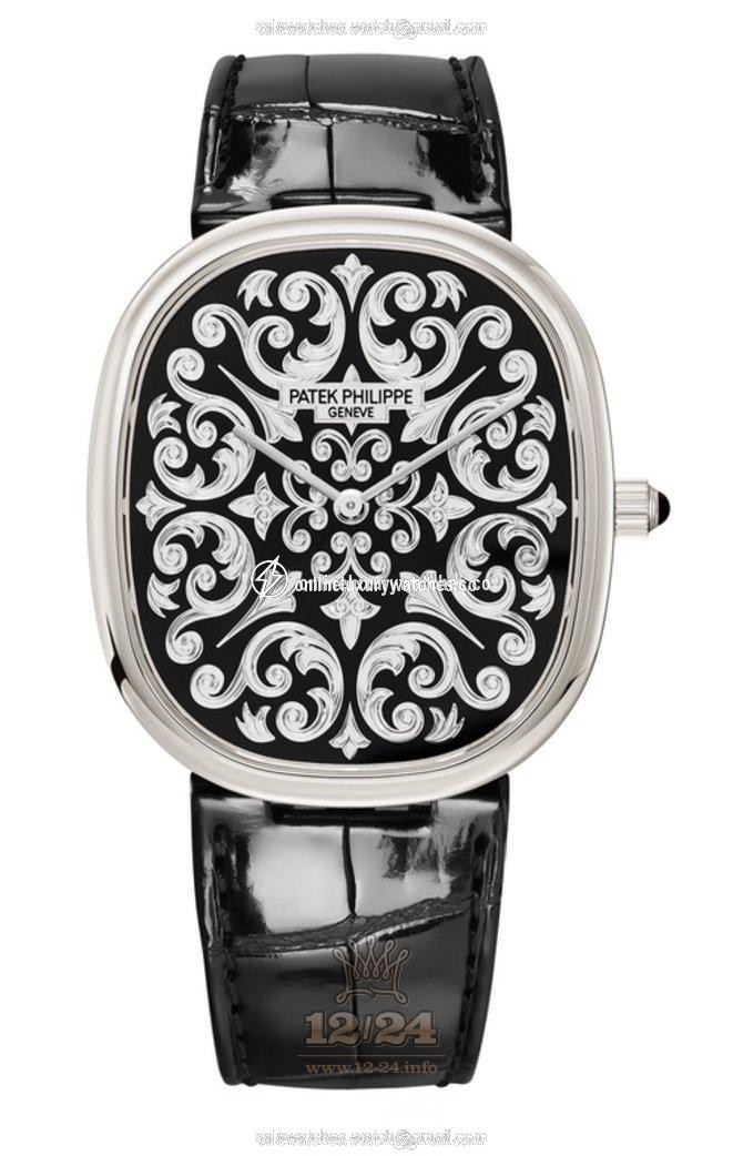 Patek Philippe Rare Handcrafts Watch 5738-50P-001 30 mm Platinum Case Black Dial