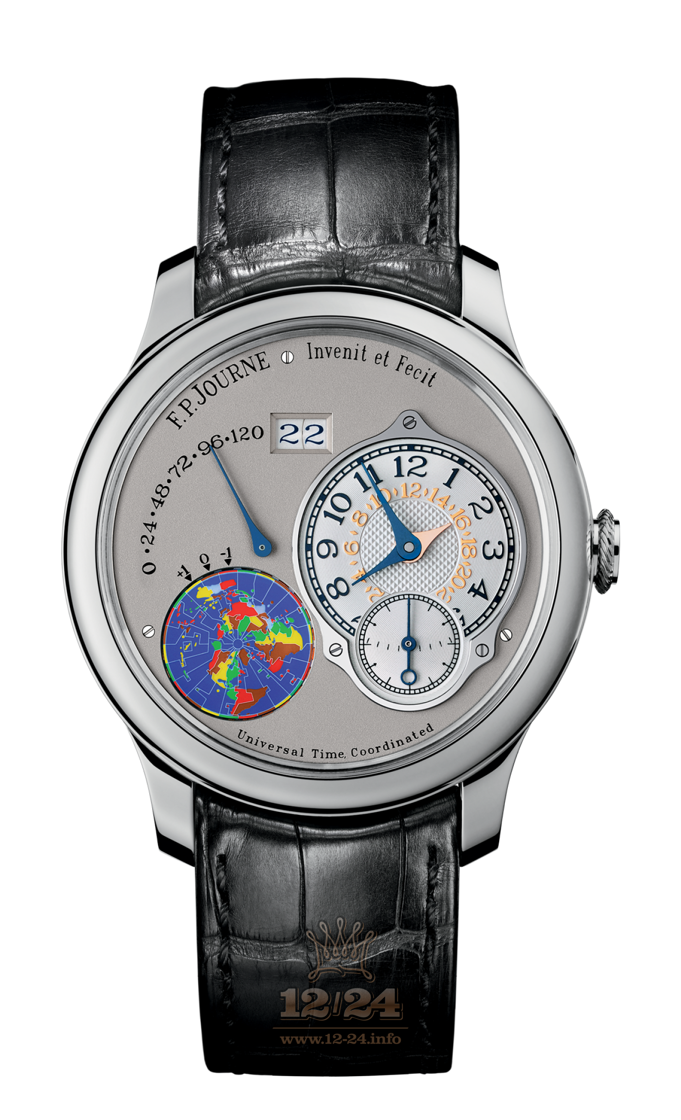 F.P.Journe Octa Watch FPJ-Co-Octa-Utc-AL-CuirPl 40 mm Platinum Case White Gray Dial