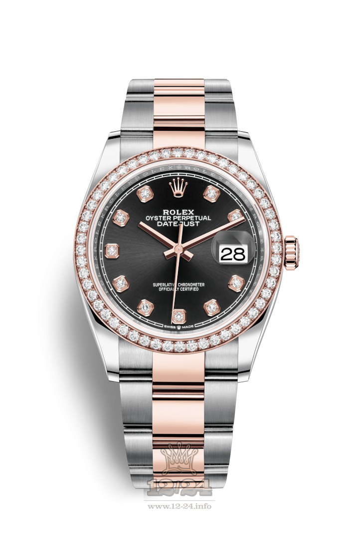 Rolex Datejust Watch 126281rbr-0008 36 mm Steel / Pink gold Case Black Dial