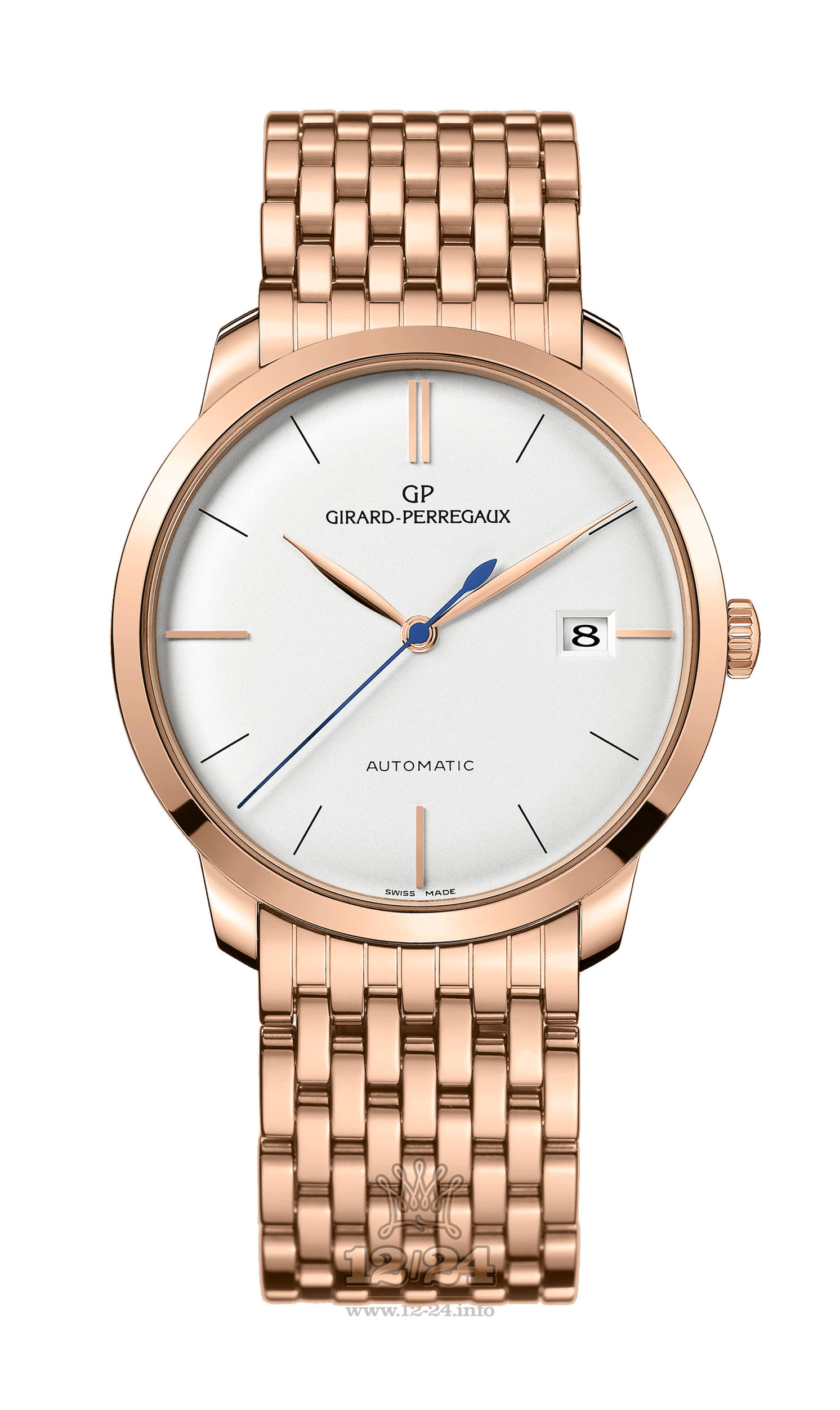 Girard Perregaux 1966 Watch 49525-52-131-52A Pink gold Case Silver Dial