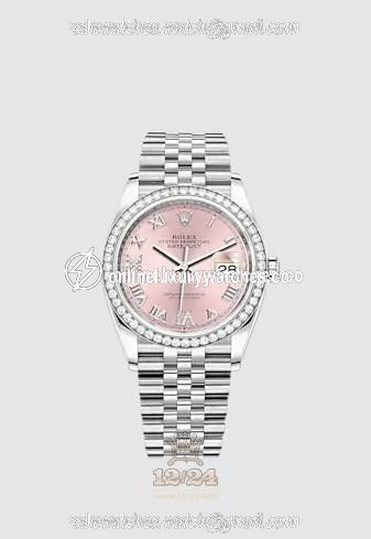 Rolex Datejust Watch 126284rbr-0023 36 mm Stainless steel White gold Case Pink Dial