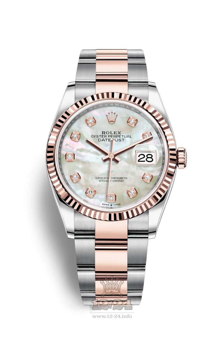 Rolex Datejust Watch 126231-0022 36 mm Steel / Pink gold Case White Dial