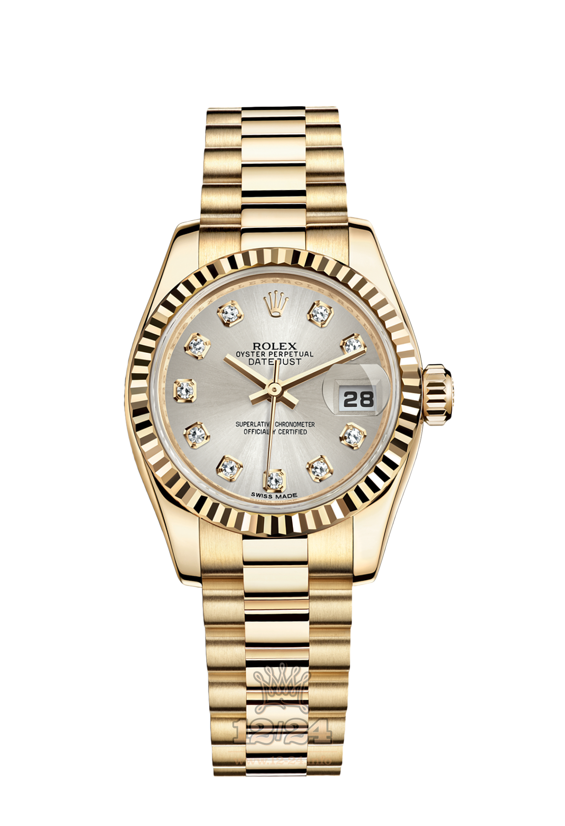 Rolex Lady-Datejust Watch 179178-0088 26 mm Yellow gold Case Silver Dial