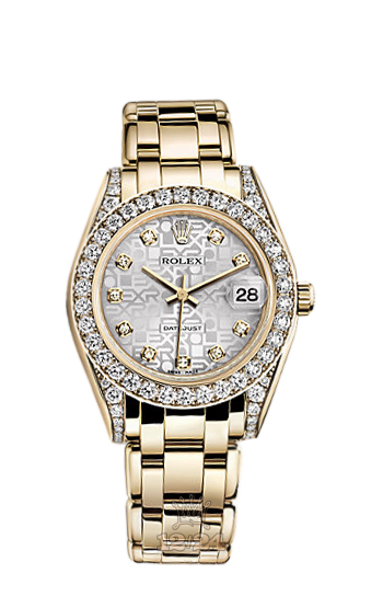 Rolex Pearlmaster Watch 81158-0011 34 mm Yellow gold Case Silver Dial