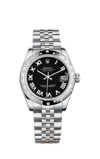 Rolex Lady-Datejust Watch 178344-0034 31 mm Steel / White gold Case Black Dial
