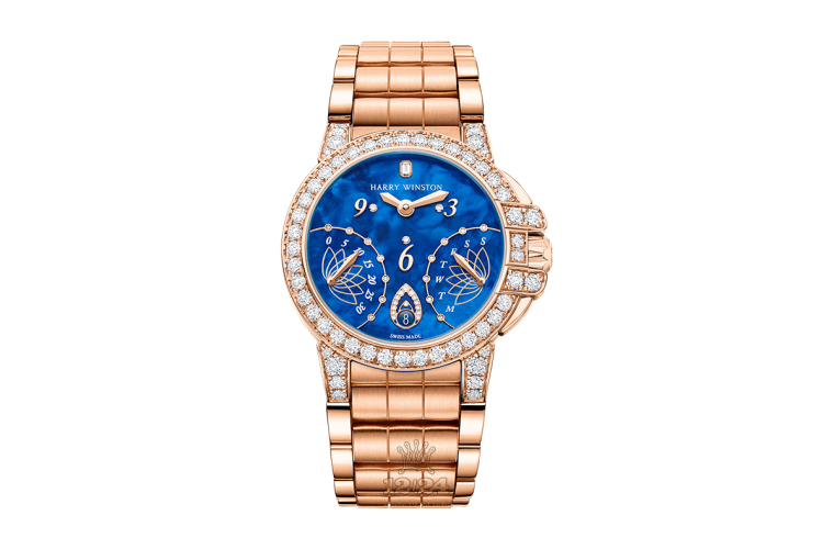 Harry Winston The Ocean Collection Watch OCEABI36RR034 36 mm Pink gold Case Dark blue Dial