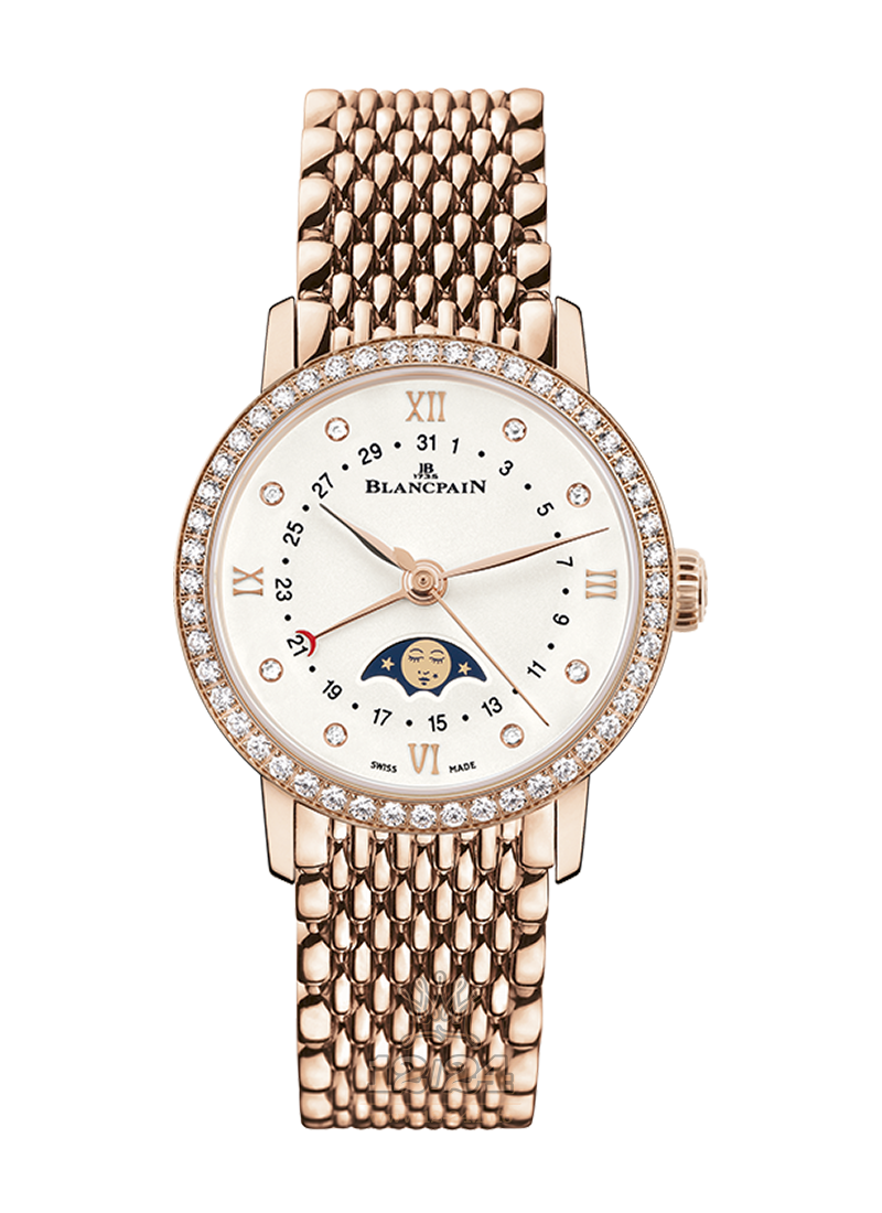 Blancpain Villeret Watch 6106-2987-MMB 29 mm Pink gold Case White Dial