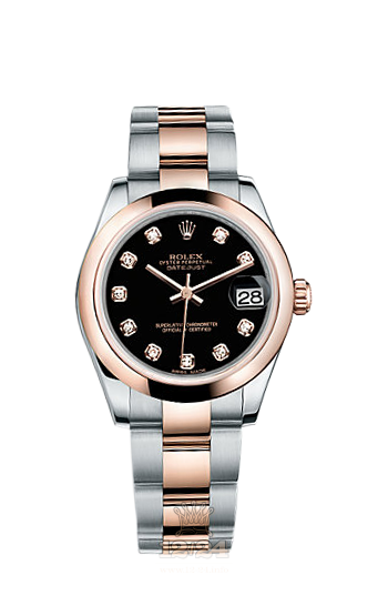 Rolex Datejust Watch 178241-0015 31 mm Steel / Pink gold Case Black Dial