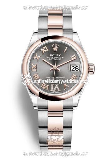 Rolex Datejust Watch 278241-0029 31 mm Stainless steel Pink gold Case Gray Silver Dial
