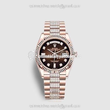 Rolex Day-Date Watch 128235-0038 36 mm Pink gold Case Brown (chocolate) Dial