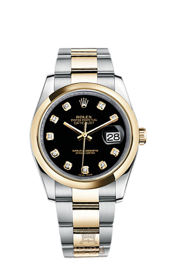 Rolex Datejust Watch 116203-0133 36 mm Steel / Yellow gold Case Black Dial