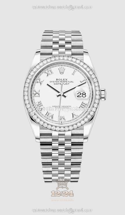 Rolex Datejust Watch 126284rbr-0017 36 mm Stainless steel White gold Case White Dial