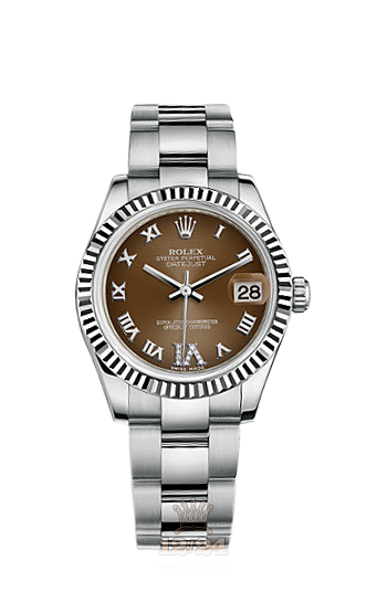 Rolex Datejust Watch 178274-0089 31 mm Steel / White gold Case Brown (chocolate) Dial