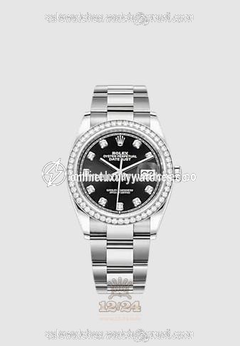 Rolex Datejust Watch 126284rbr-0020 36 mm Stainless steel White gold Case Black Dial
