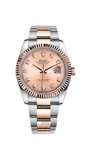 Rolex Datejust Watch 116231-0073 36 mm Steel / Pink gold Case Pink Dial