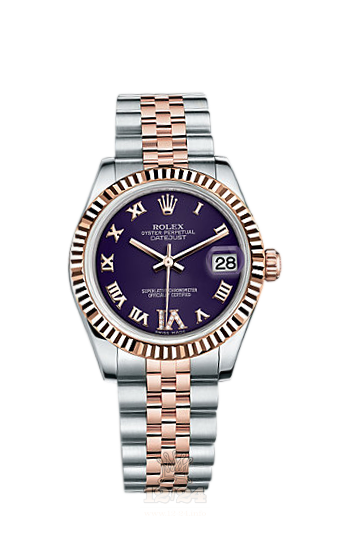 Rolex Lady-Datejust Watch 178271-0072 31 mm Steel / Pink gold Case Purple Dial