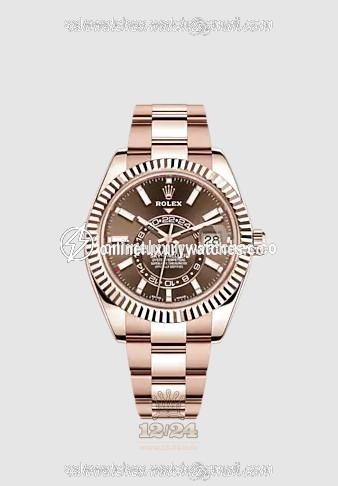 Rolex Sky-Dweller Watch 326935-0006 42 mm Pink gold Case Brown (chocolate) Dial