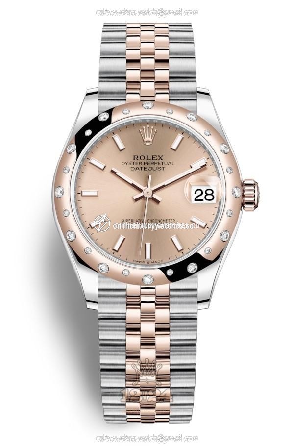 Rolex Datejust Watch 278341rbr-0010 31 mm Stainless steel Pink gold Case Pink Dial