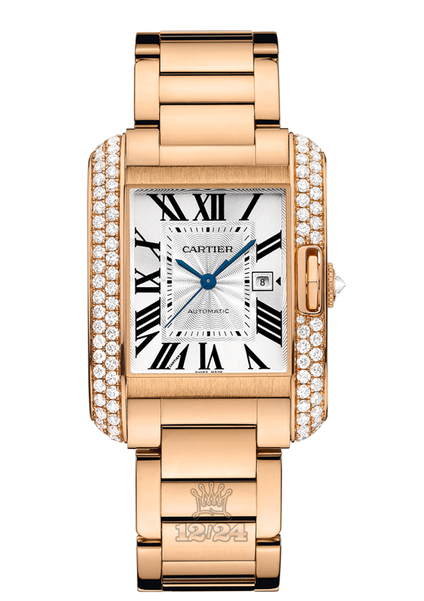 Cartier Tank Watch WT100003 39 mm Pink gold Case Silver Dial