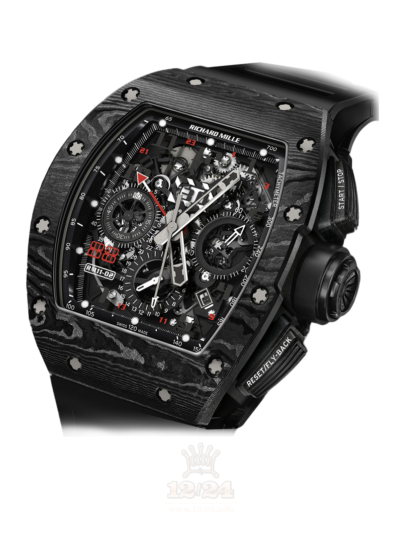 Richard Mille Limited Editions Watch RM 11-02 Automatic Flyback Chronograph Dual Time Zone Jet Black 50 mm Carbon Case