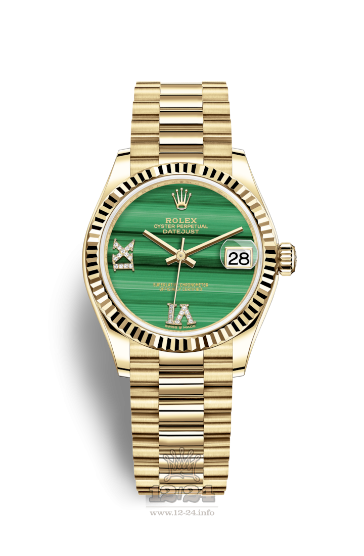 Rolex Datejust Watch 278278-0004 31 mm Yellow gold Case Green Dial