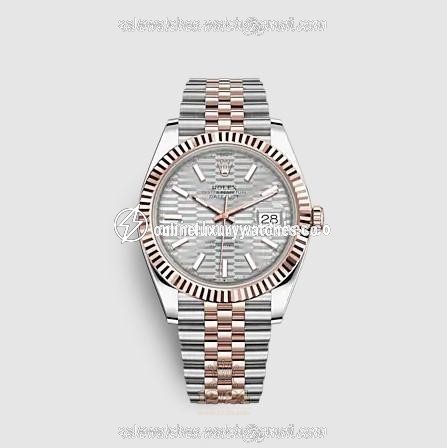Rolex Datejust Watch 126331-0018 41 mm Stainless steel Pink gold Case Gray Silver Dial