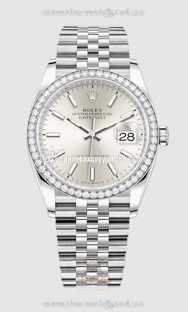 Rolex Datejust Watch 126284rbr-0005 36 mm Stainless steel White gold Case Silver Dial