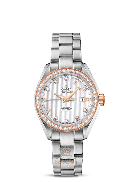 Omega Aqua Terra 150 M Watch 231.25.34.20.55.003 34 mm Steel / Pink gold Case White Dial