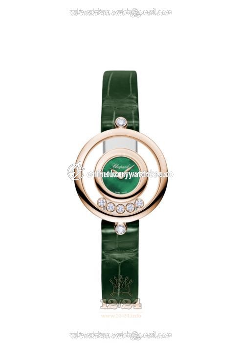 Chopard Happy Diamonds Watch 209415-5002 26 mm Pink gold Case Green Dial