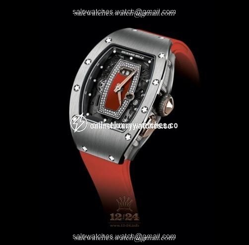 Richard Mille Women's Collection Watch RM 037 WG 53 mm White gold Case Red Dial