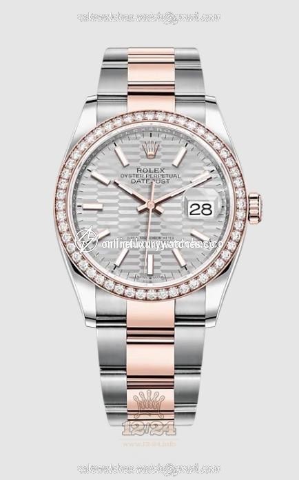Rolex Datejust Watch 126281rbr-0022 36 mm Stainless steel Pink gold Case Gray Silver Dial