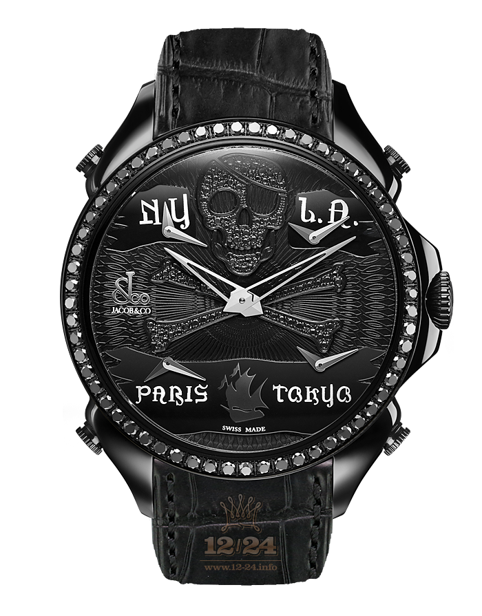 Jacob & Co Gents Collection Watch PZ500.11.SO.NR.A 45 mm Stainless steel PVD coating Case Black Dial