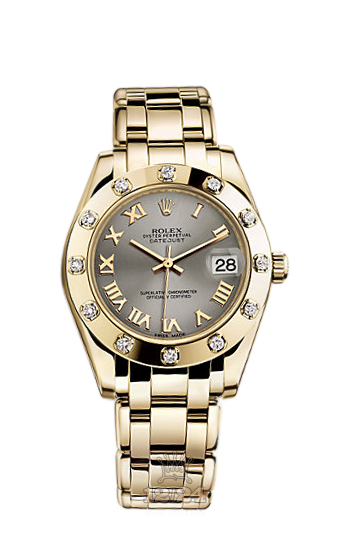 Rolex Pearlmaster Watch 81318-0039 34 mm Yellow gold Case Gray Dial