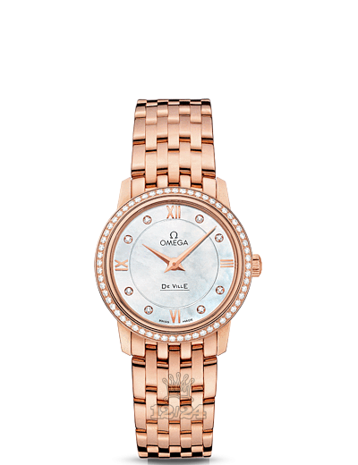 Omega Prestige Watch 424.55.27.60.55.002 27 mm Pink gold Case White Dial