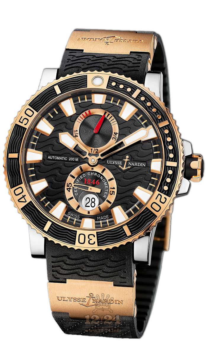 Ulysse Nardin Marine Watch 265-90-3/92 45 mm Yellow gold Titanium Case Black Dial