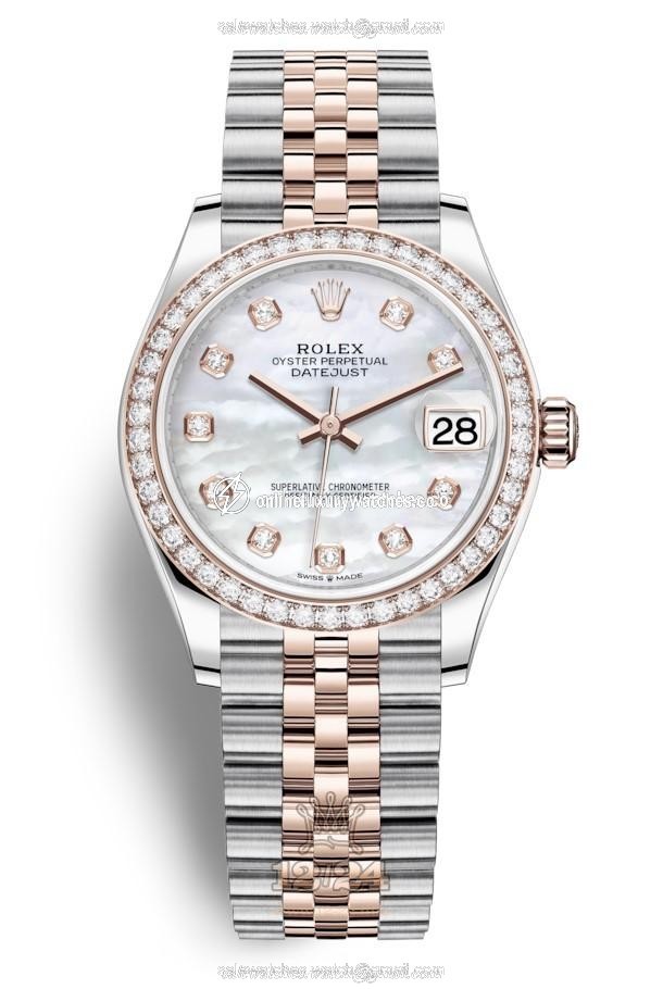Rolex Datejust Watch 278381rbr-0026 31 mm Stainless steel Pink gold Case White Dial