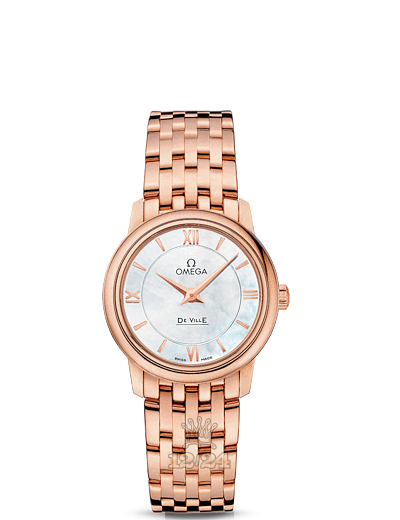 Omega Prestige Watch 424.50.27.60.05.002 27 mm Pink gold Case White Dial