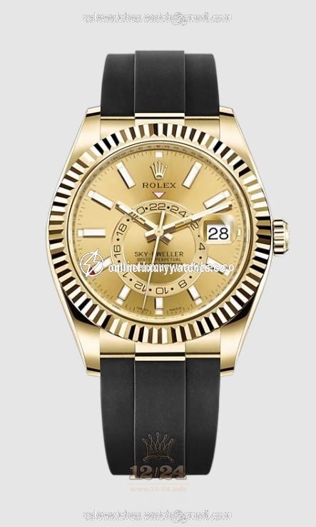 Rolex Sky-Dweller Watch 326238-0007 42 mm Yellow gold Case Golden Dial
