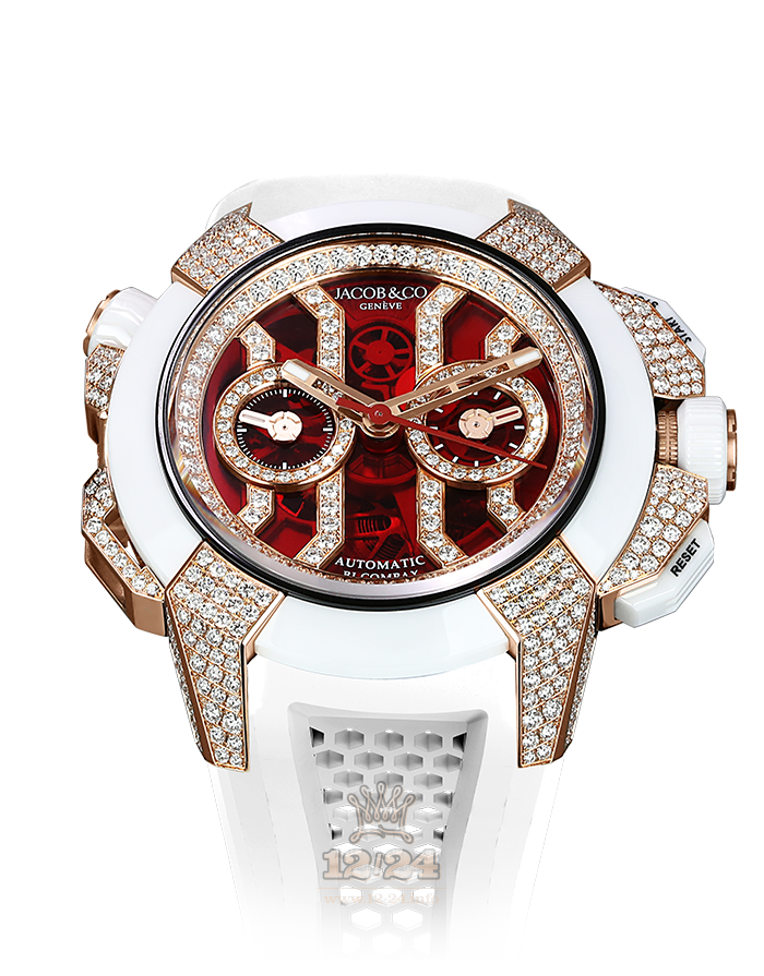Jacob & Co High Jewelry Masterpieces Watch EC412.42.RW.RD.F 47 mm Pink gold Ceramics Case Red Dial