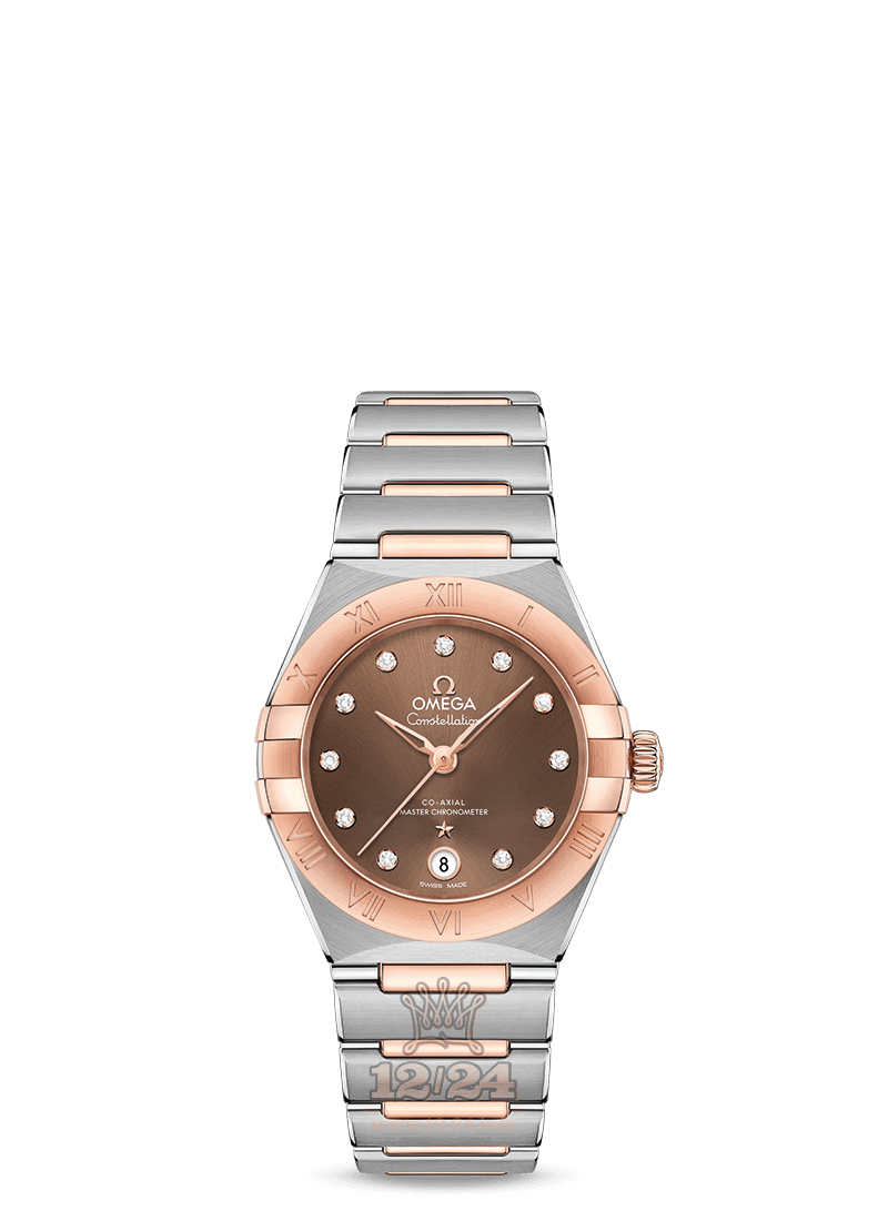 Omega Constellation Watch 131.20.29.20.63.001 29 mm Steel / Pink gold Case Brown (chocolate) Dial