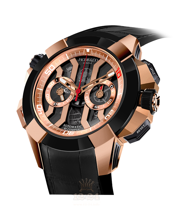 Jacob & Co Gents Collection Watch EC311.42.PD.BF.A 47 mm Pink gold Titanium Ceramics Case Black Dial