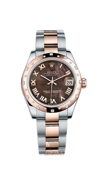 Rolex Lady-Datejust Watch 178341-0055 31 mm Steel / Pink gold Case Black Dial