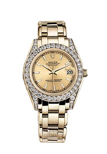 Rolex Pearlmaster Watch 81158-0086 34 mm Yellow gold Case Golden Dial