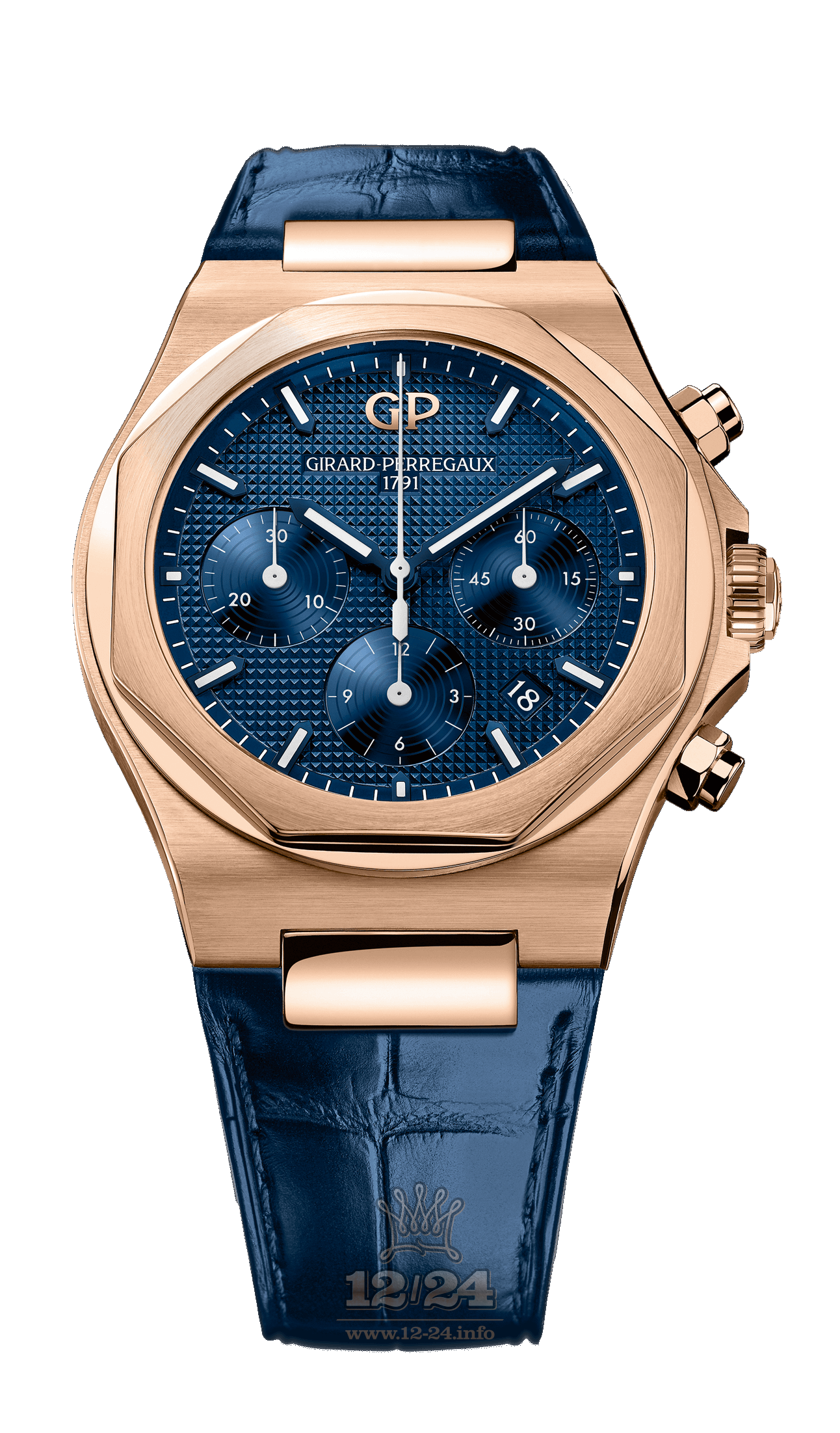 Girard Perregaux Laureato Watch 81020-52-432-BB4A Pink gold Case Dark blue Dial