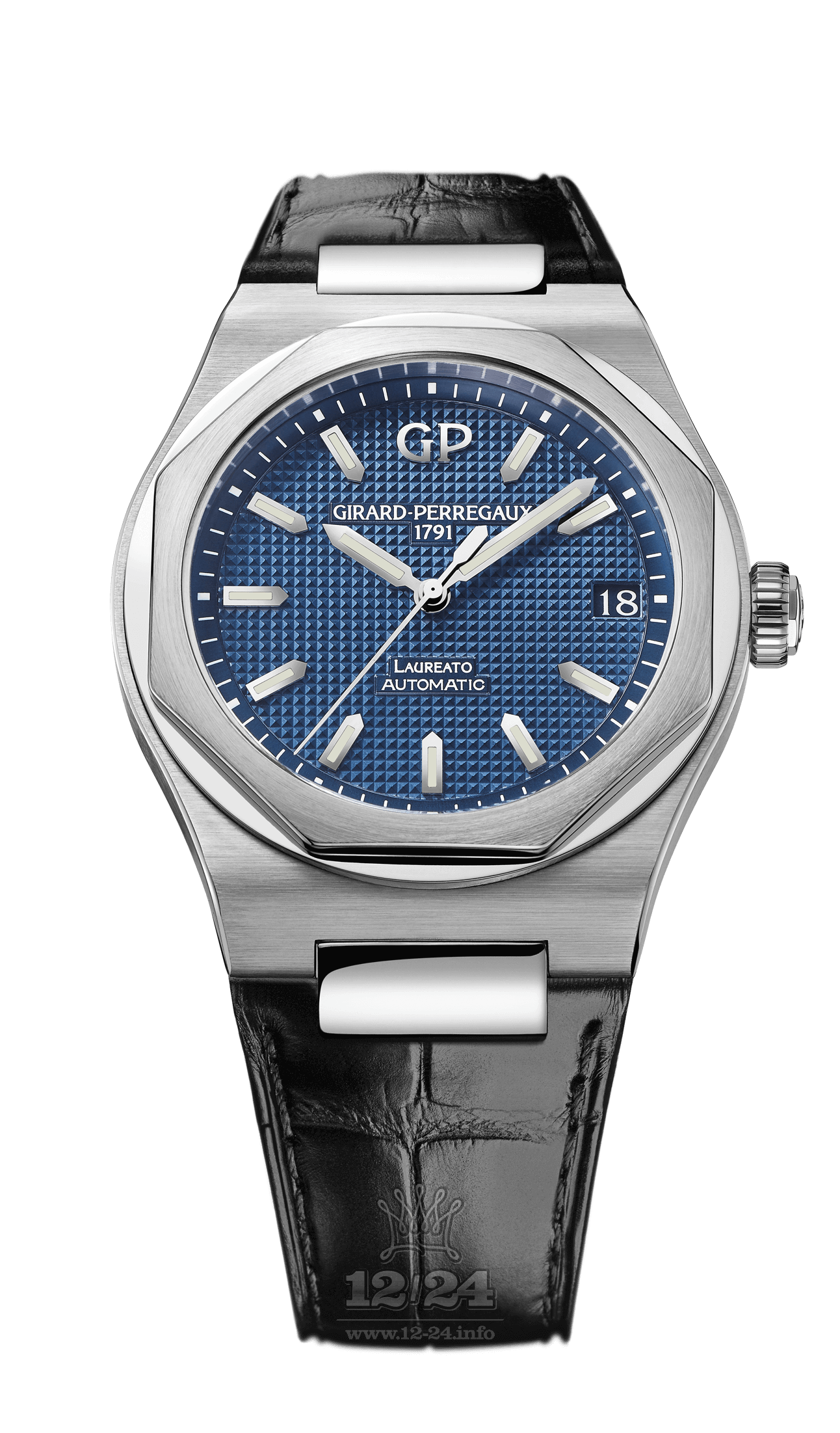 Girard Perregaux Laureato Watch 81010-11-431-BB6A Stainless steel Case Dark blue Dial