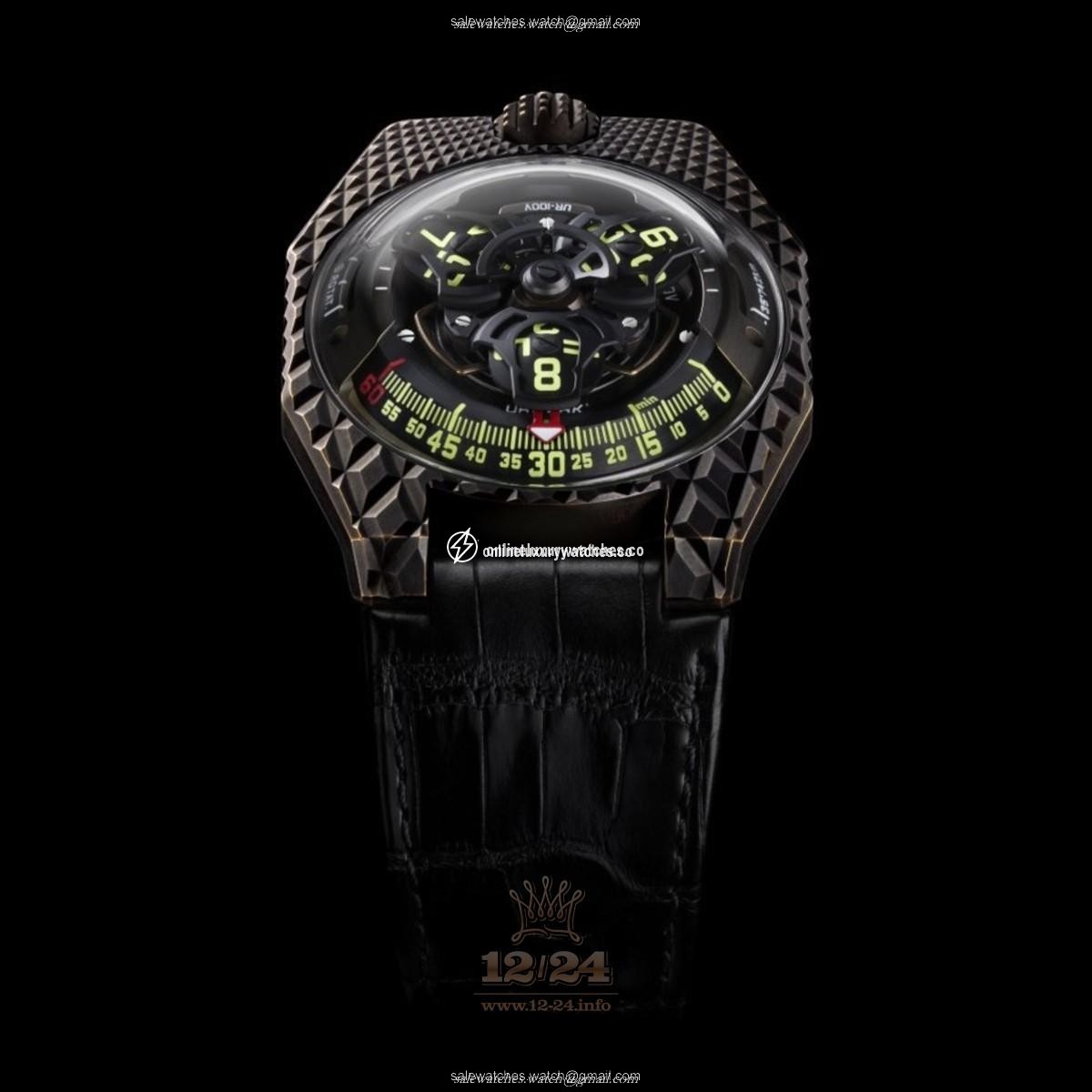 Urwerk UR-100 Watch 100v t-rex 41 mm Titanium Bronze PVD coating Case Black Dial